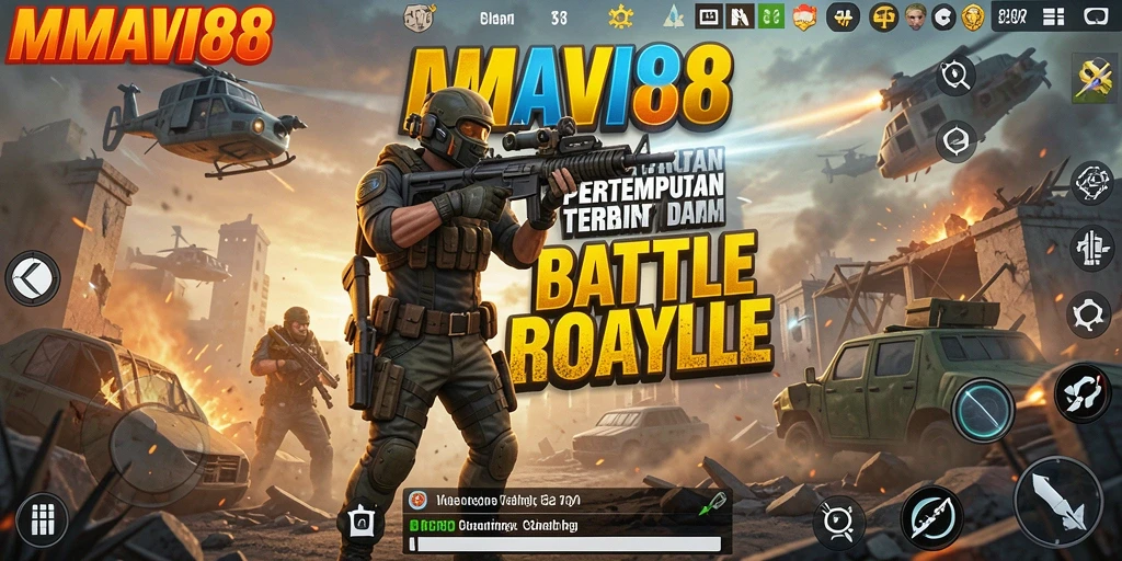 Tampilan aksi seru dalam pertempuran Battle Royale di AMAVI88.