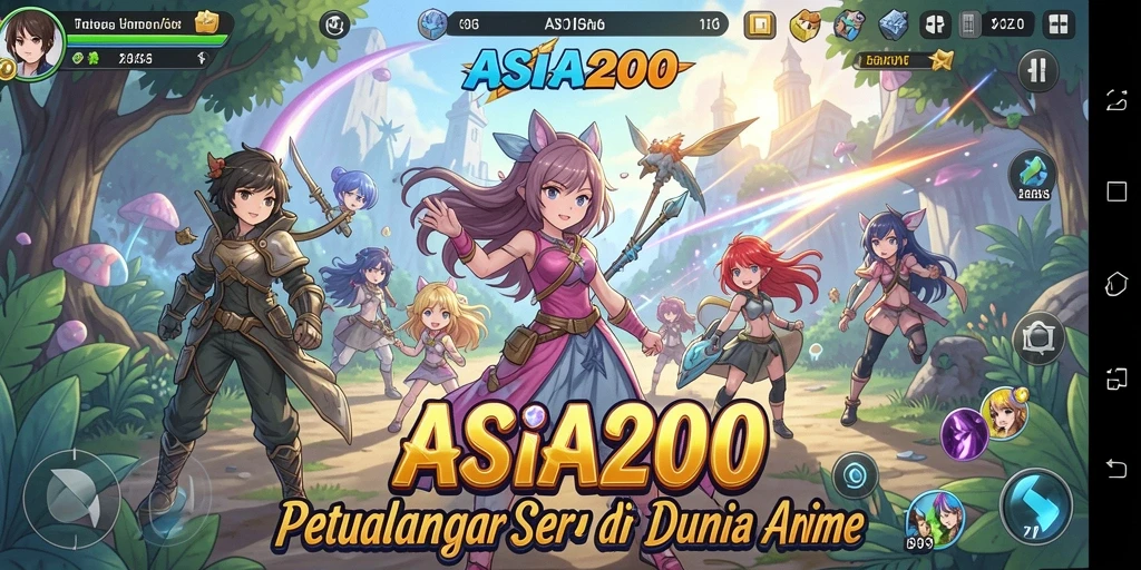 Screenshot gameplay menarik dari ASIA200 menampilkan karakter anime yang dinamis.