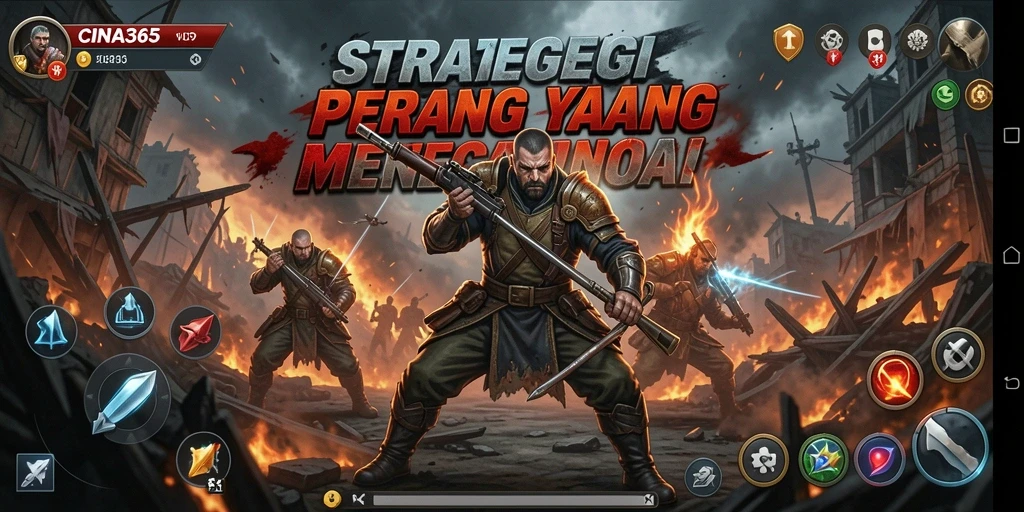 Tampilan gameplay menegangkan dalam perang strategi CINA365.