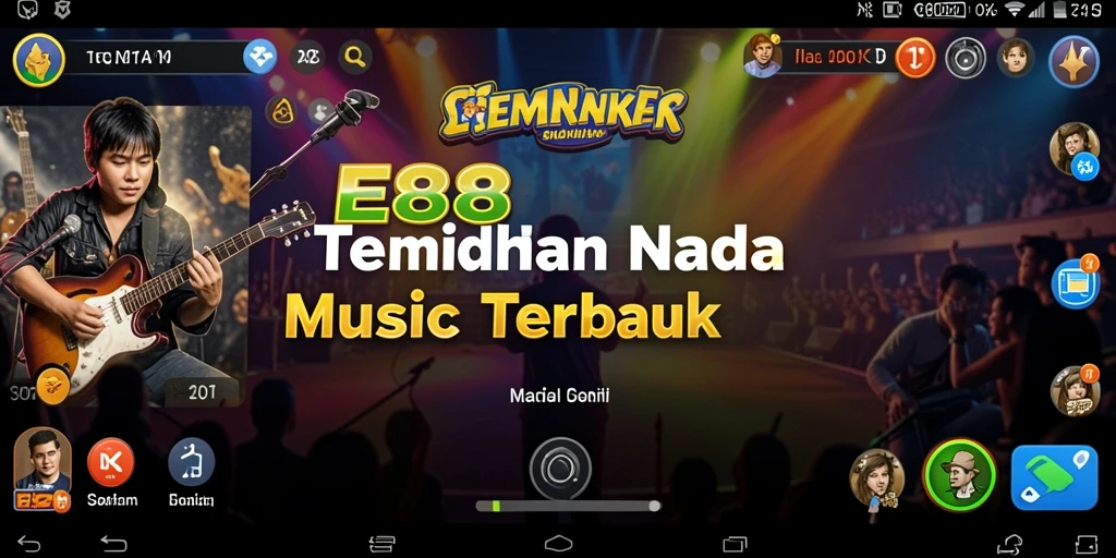 Screenshot E88 menampilkan pengguna menikmati pengalaman musik yang interaktif.