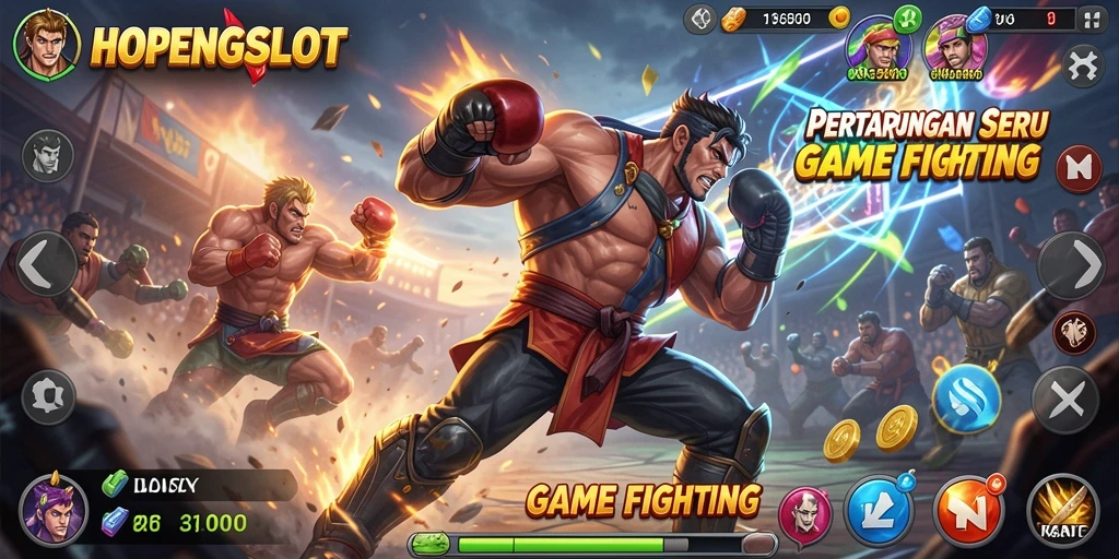 Gambaran gameplay HOPENGSLOT yang penuh aksi pertarungan.