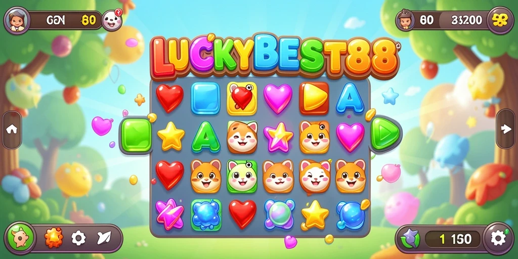 Tampilan menarik dari gameplay Match-3 di LUCKYBEST88.