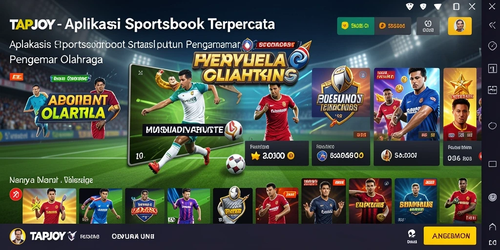 Screenshot TAPJOY menampilkan antarmuka taruhan olahraga yang menarik.