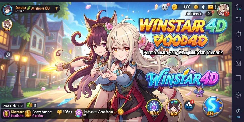 Tampilan gameplay dari WINSTAR4D yang penuh aksi dan karakter Anime.
