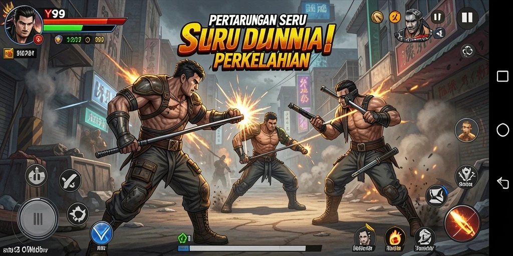 Tampilan pertarungan epik dalam Y89 dengan karakter yang beraksi.