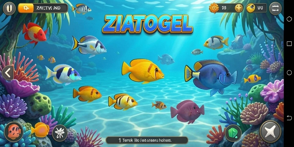 Tampilan gameplay ZIATOGEL yang seru saat menembak ikan.