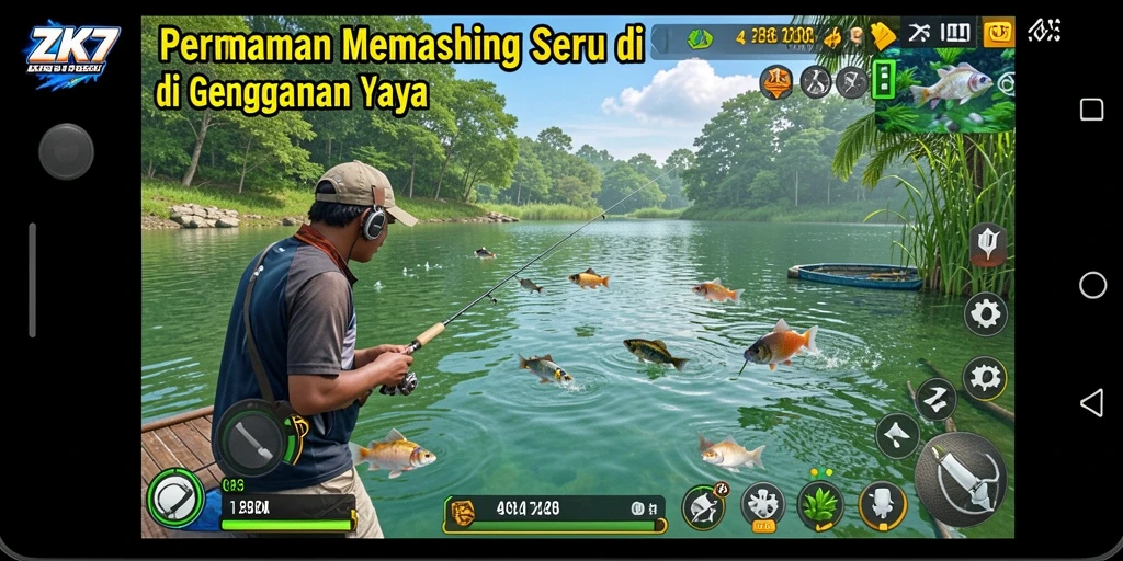 Gameplay seru ZK7 saat menangkap ikan di lokasi indah.
